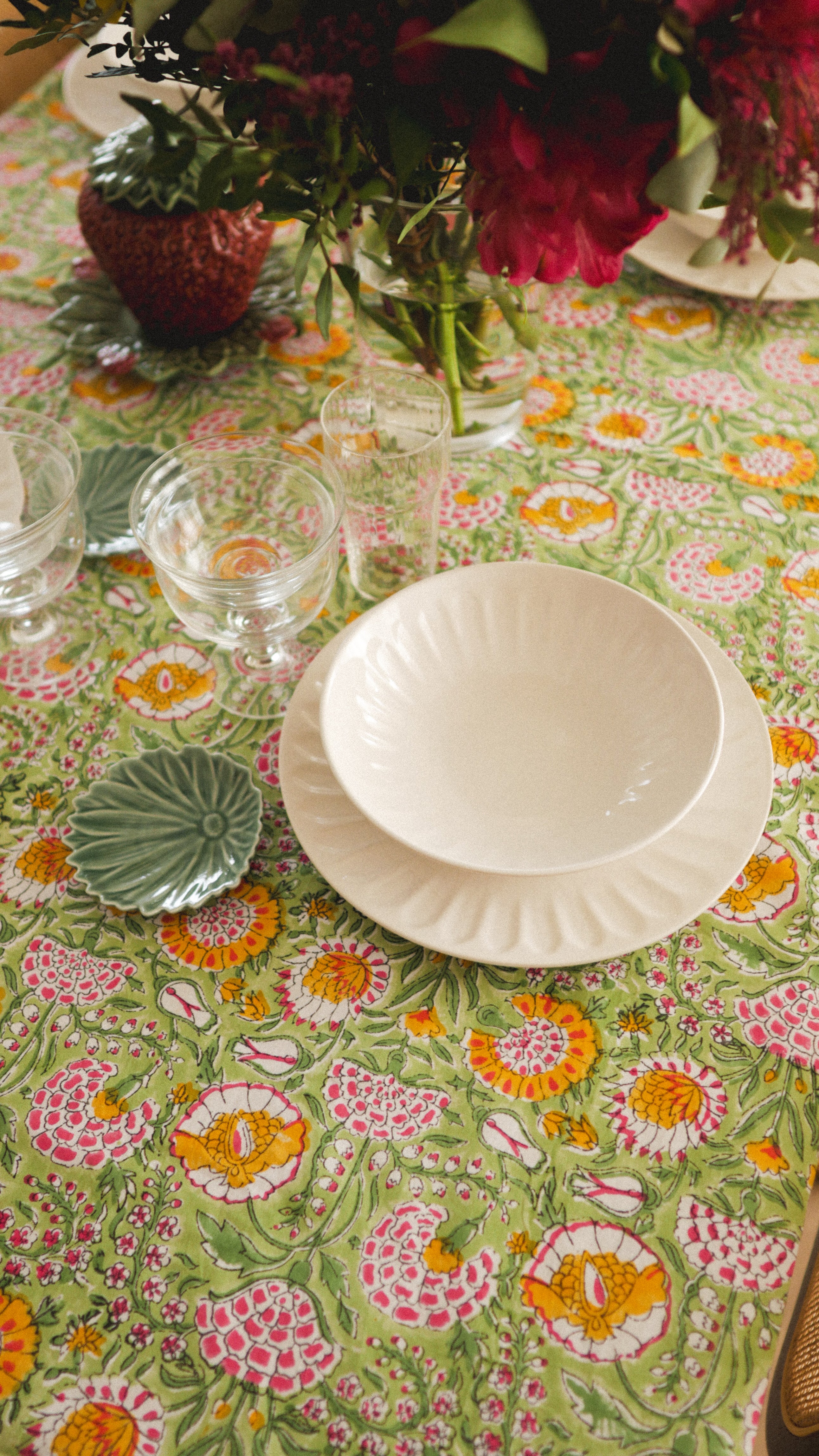Cotton floral tablecloth - VIRIDI (170x270 cm)