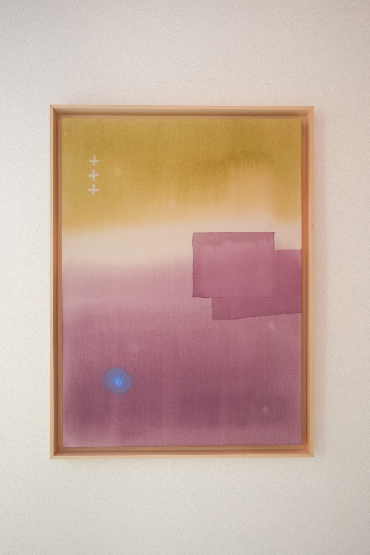 Portada · Aubergine Sunrise, cuadro abstracto enmarcado en berenjena y mostaza