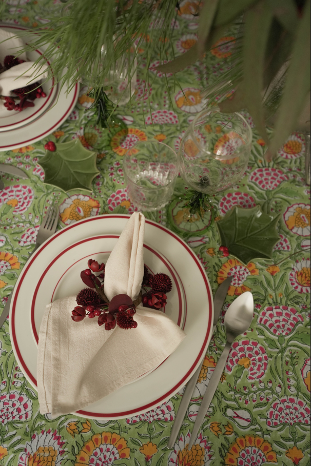 Mantel floral algodón - VIRIDI (170x270 cm)