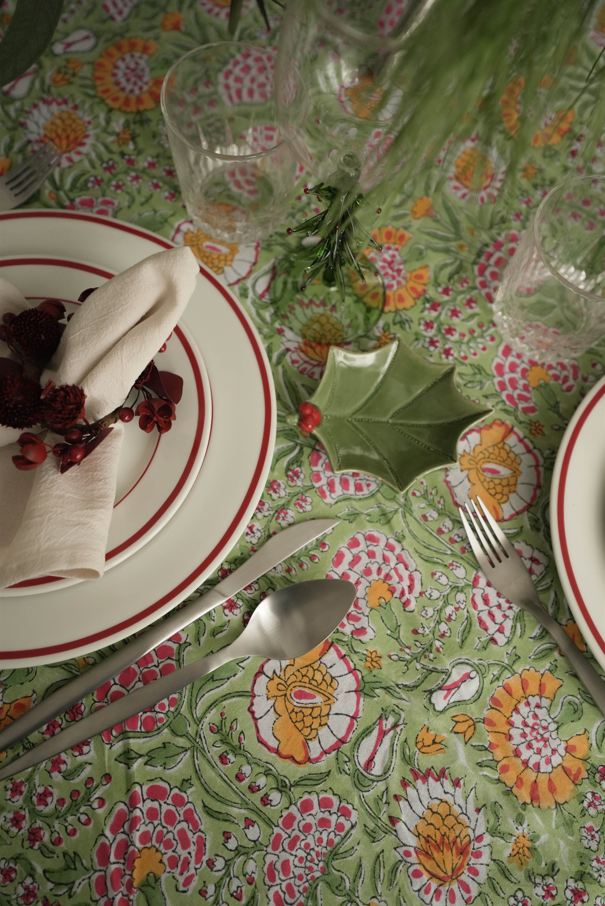 Mantel floral algodón - VIRIDI (170x270 cm)