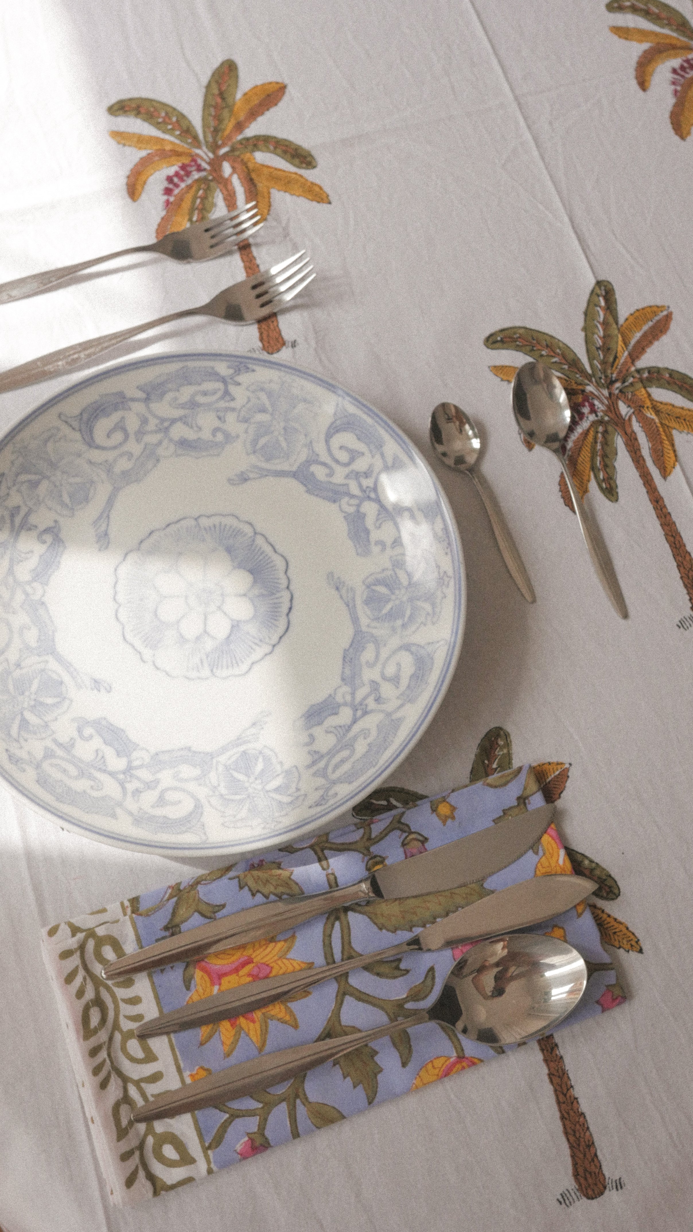 Cotton palm tree tablecloth - SIROCCO (150x225 cm)