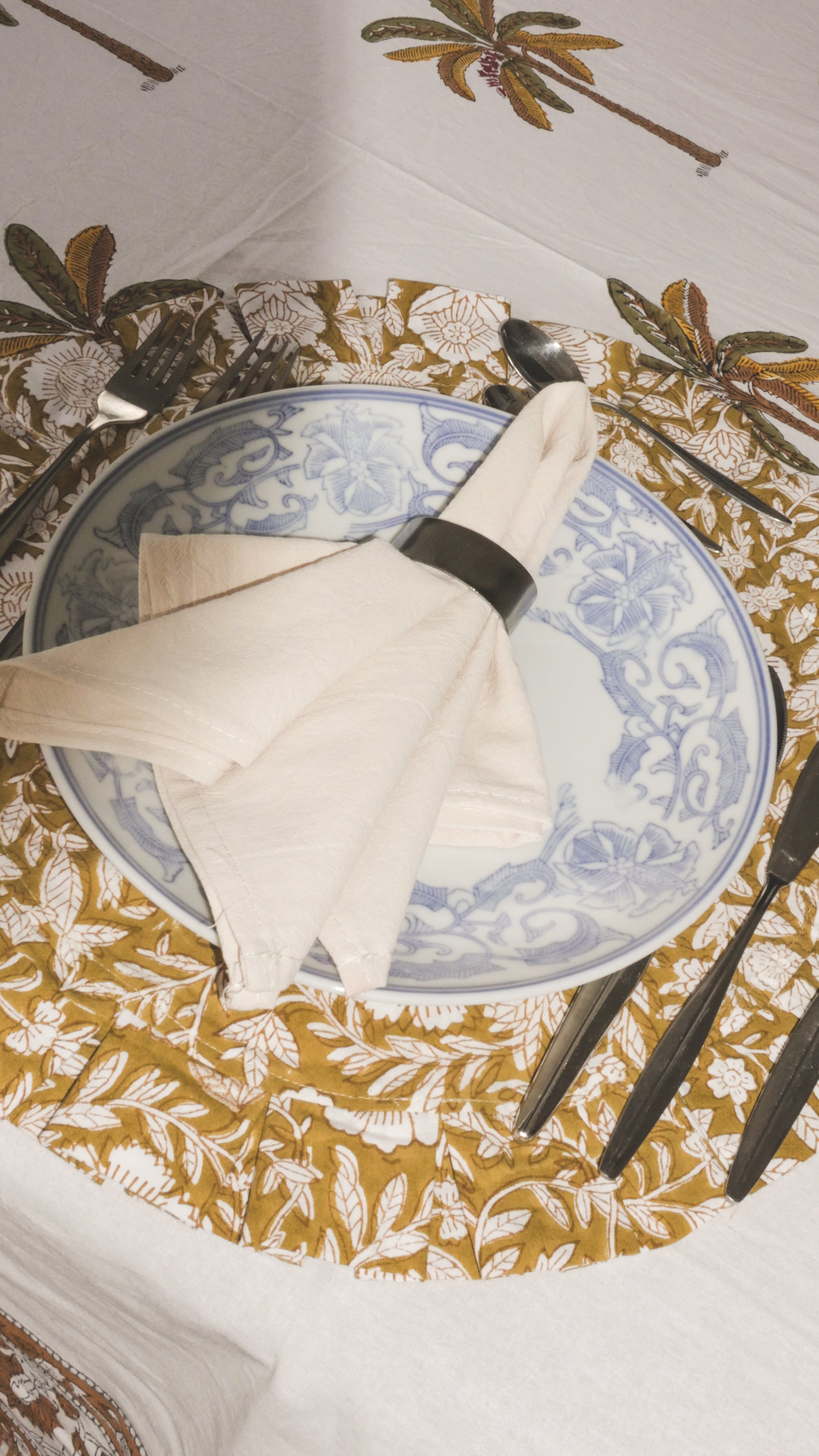 Cotton palm tree tablecloth - SIROCCO (150x225 cm)