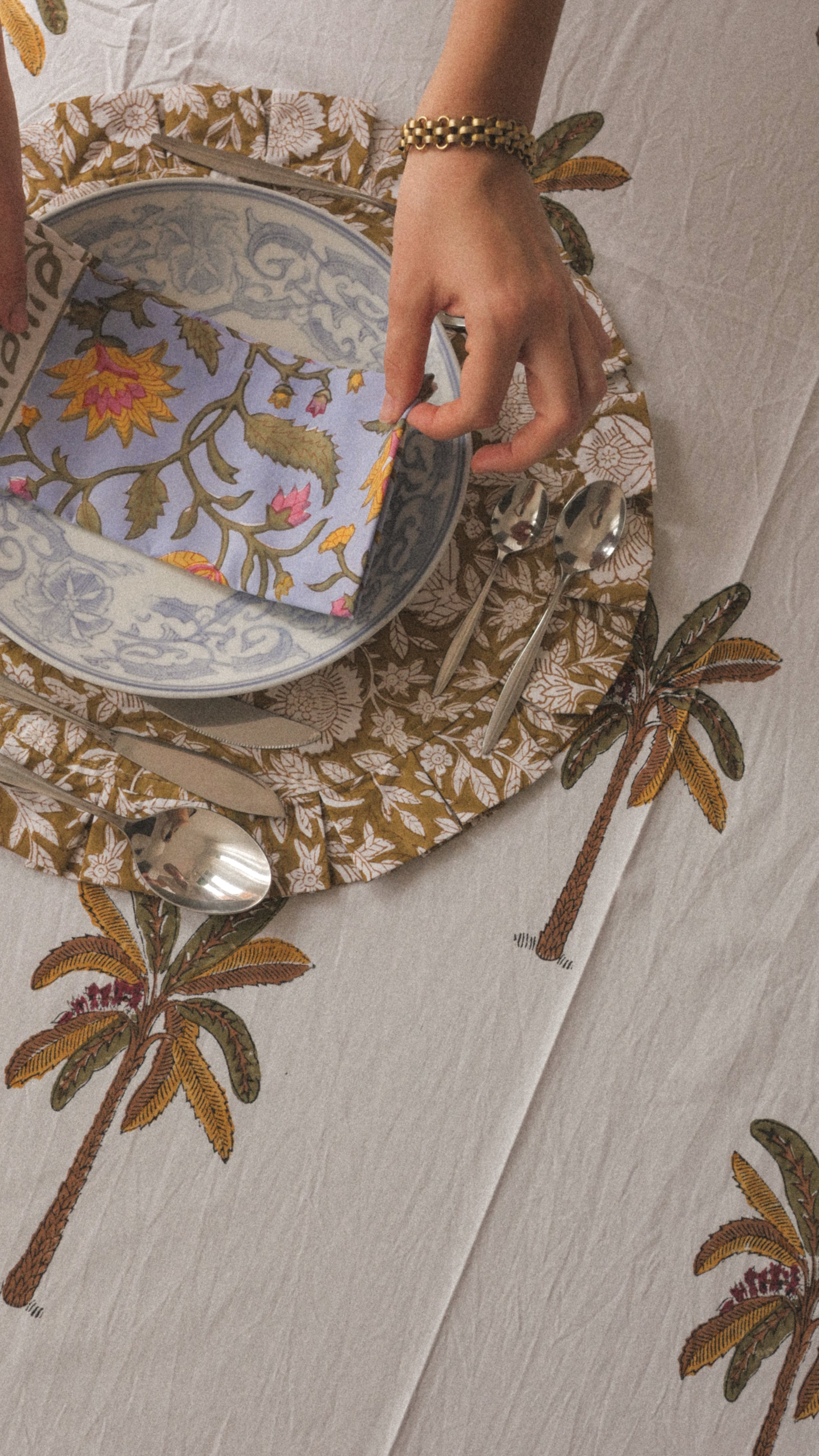 Cotton palm tree tablecloth - SIROCCO (150x225 cm)