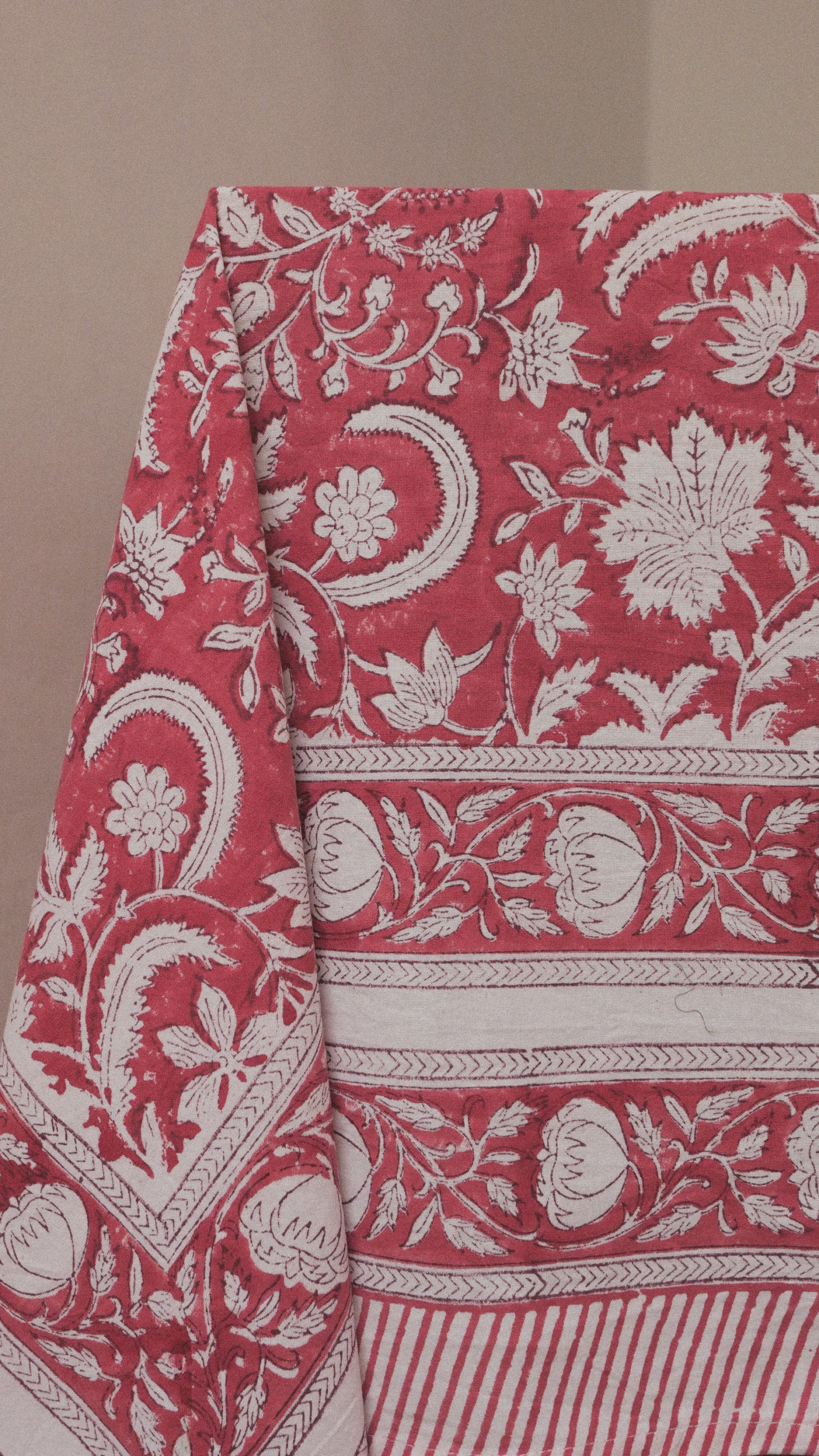 Mantel floral algodón - CRIMSON (150x225 cm / 180x300 cm)