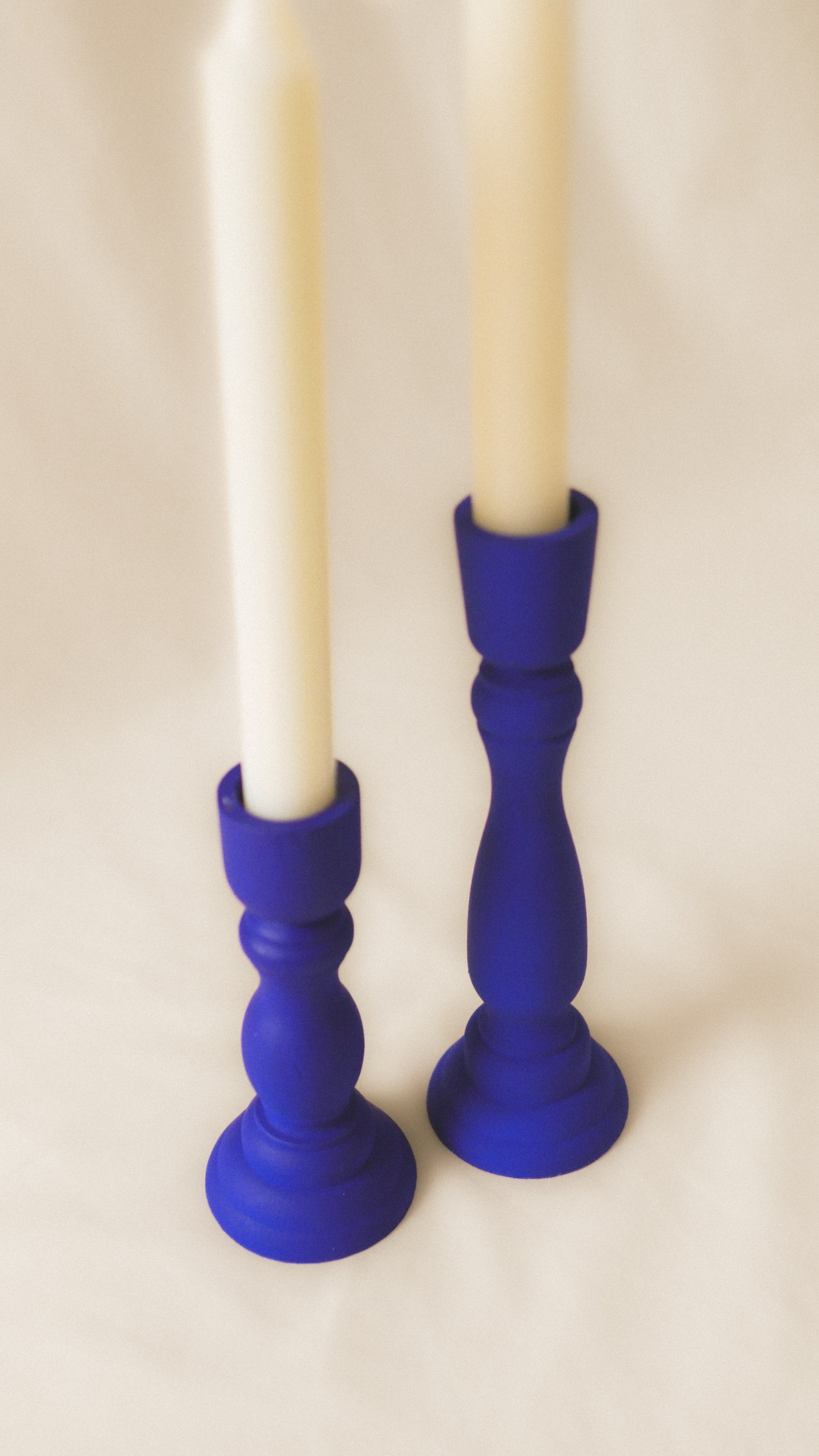 Matte blue wooden candle holders - MATE BLUE (Set of 2)