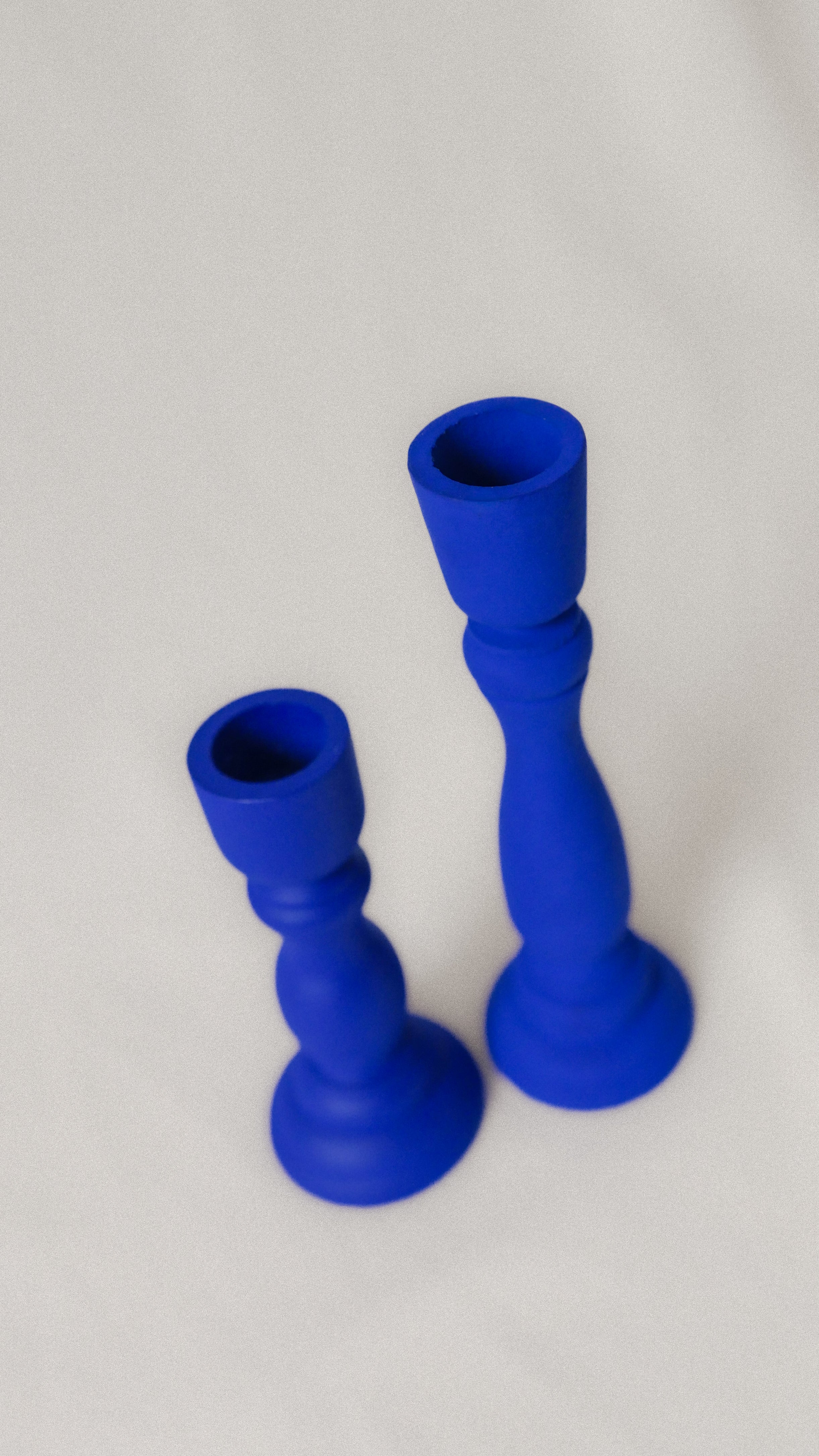 Matte blue wooden candle holders - MATE BLUE (Set of 2)