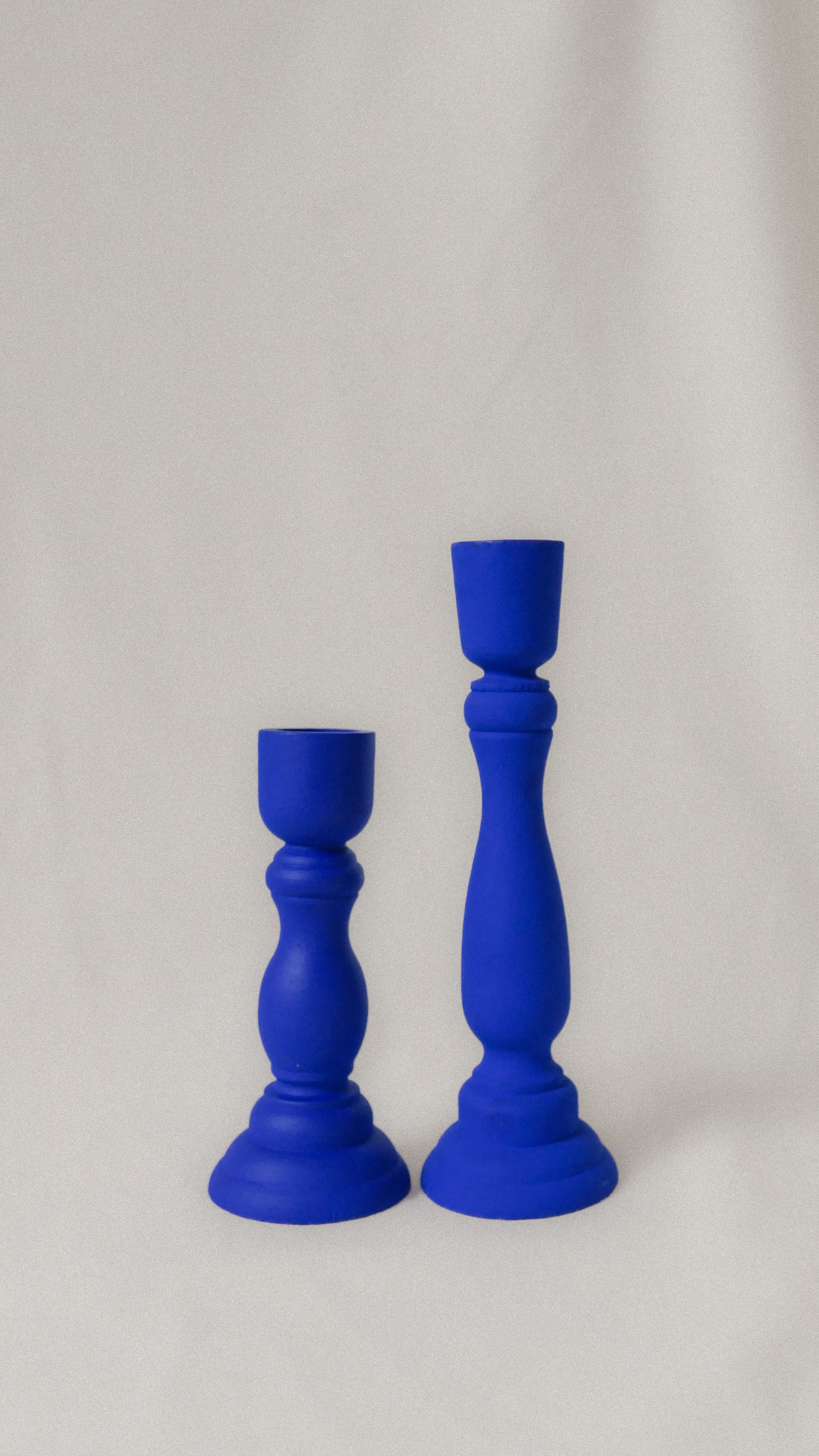 Matte blue wooden candle holders - MATE BLUE (Set of 2)