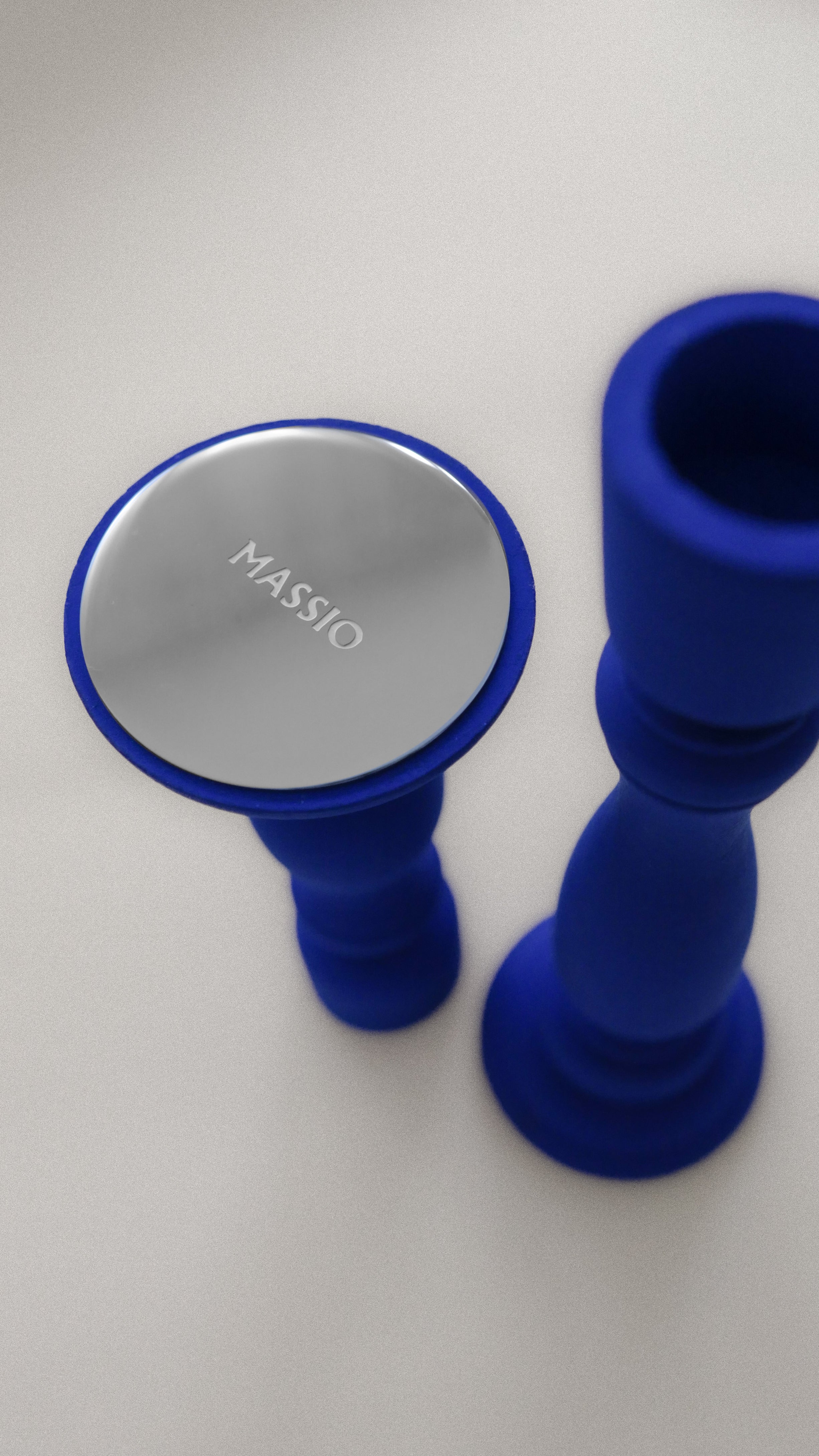Matte blue wooden candle holders - MATE BLUE (Set of 2)