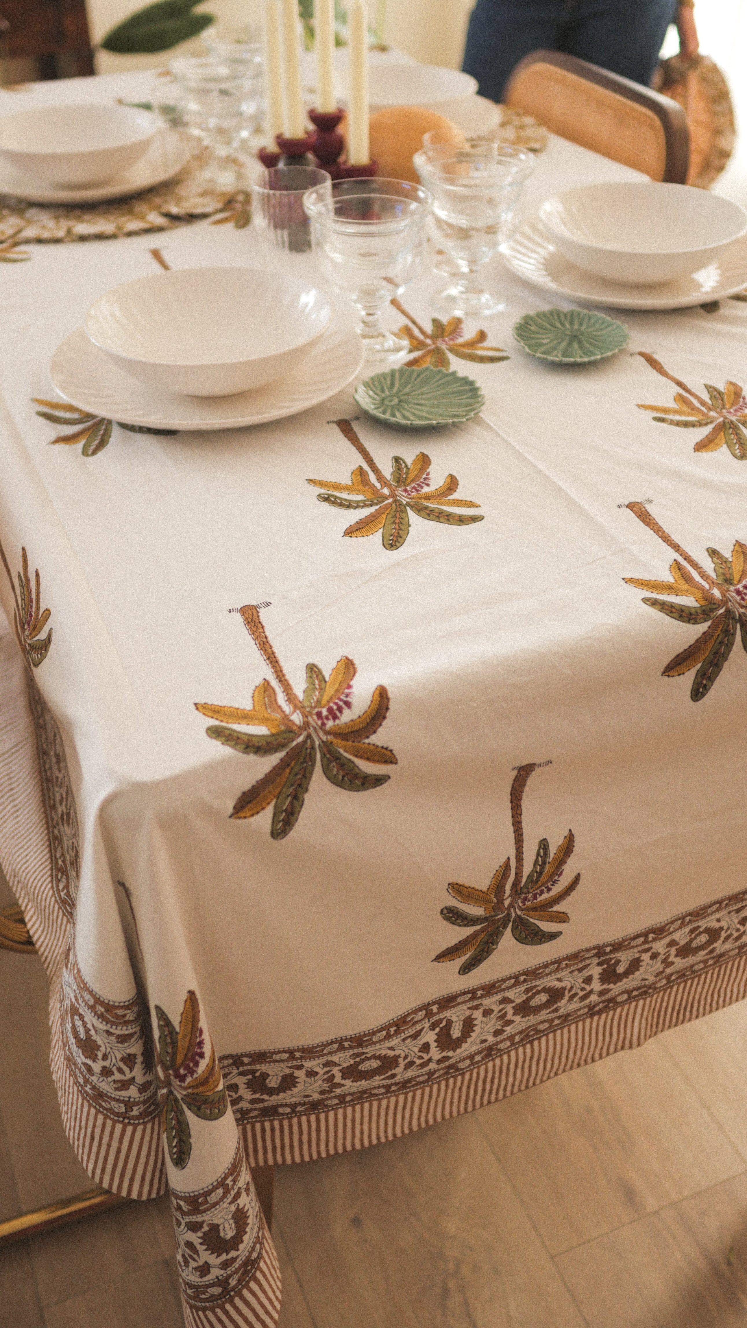 Cotton palm tree tablecloth - SIROCCO (150x225 cm)