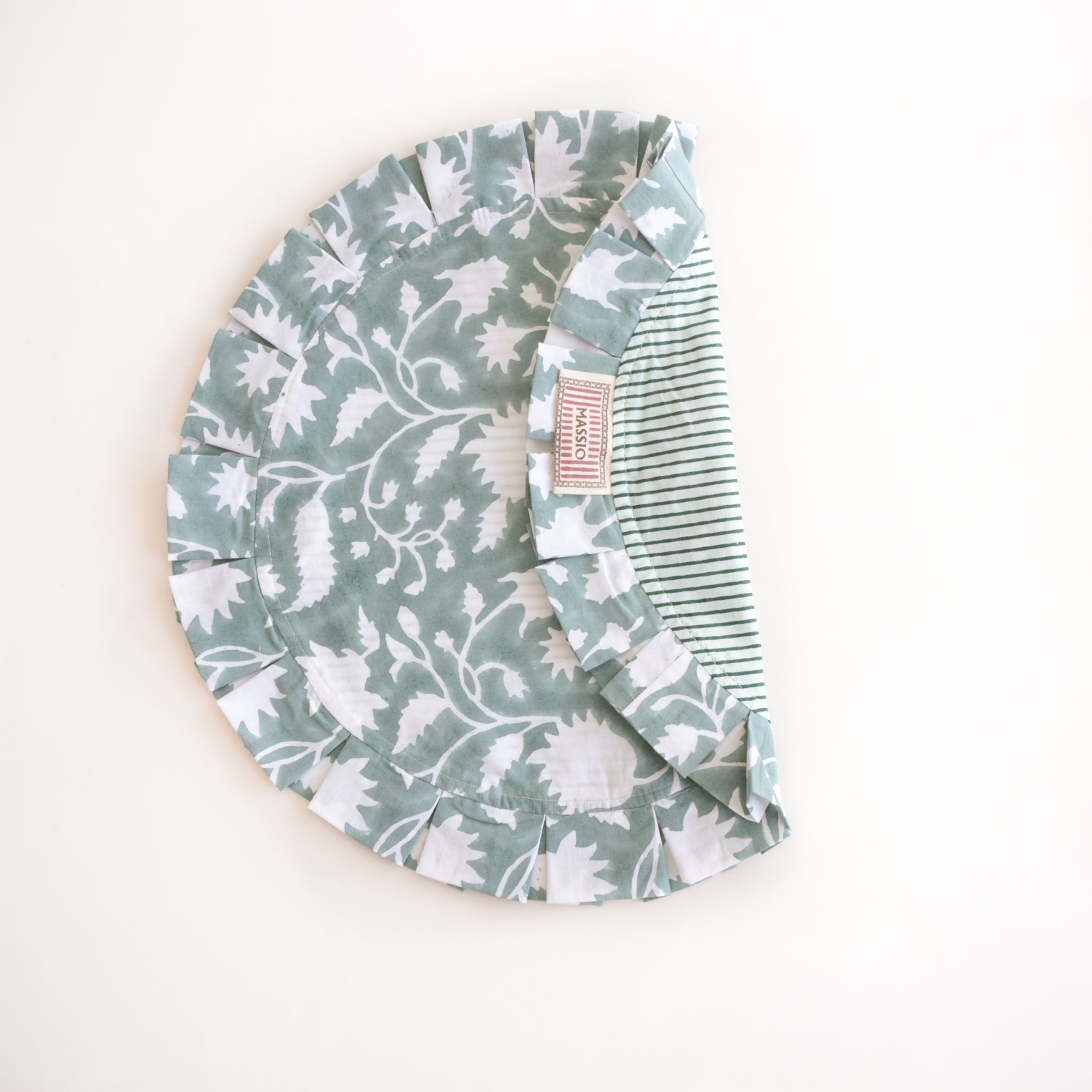 Round cotton ruffle placemat - Teal