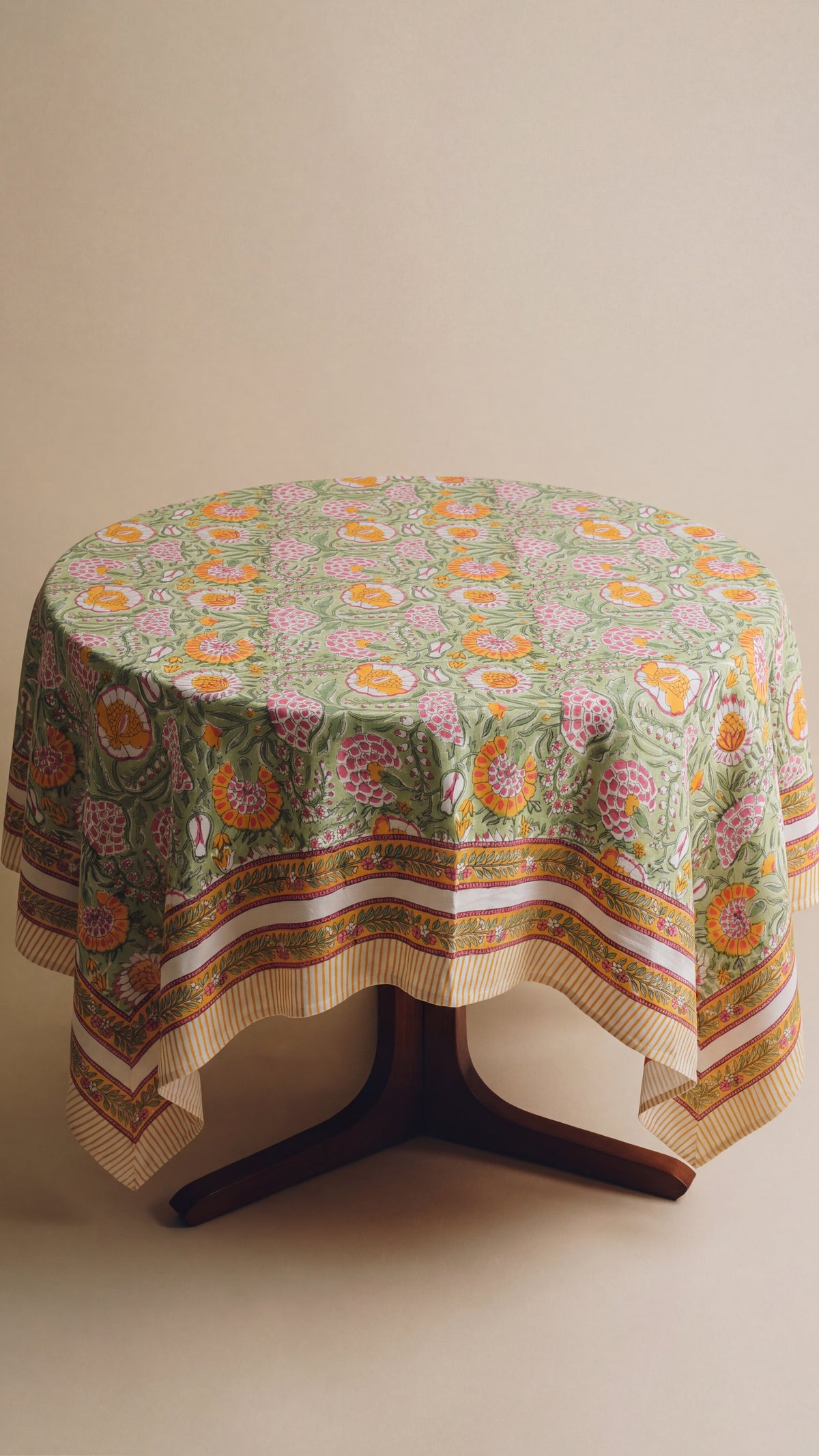 Katoenen tafelkleed met bloemenprint – VIRIDI (170x270 cm)
